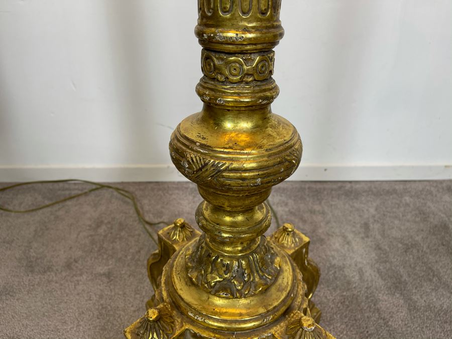 Stunning High-End Carved Wooden Floor Lamp 23K Gold Gilded Owned By Former Miss Oregon 67'H (Client Paid $5,000 For Lamp) [Photo 7]