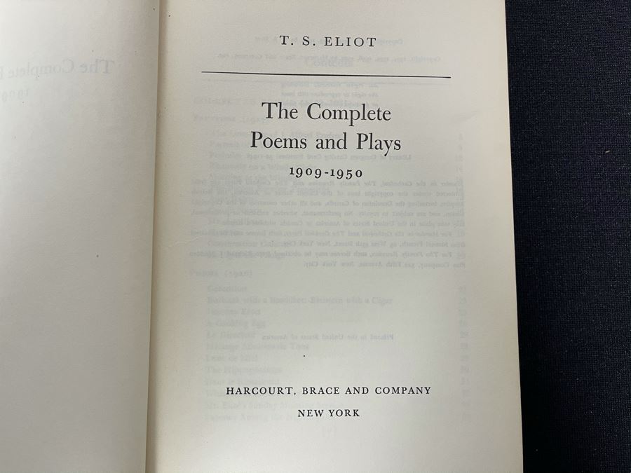 1952 Book T.S. Eliot The Complete Poems And Plays 1909-1950 [Photo 3]