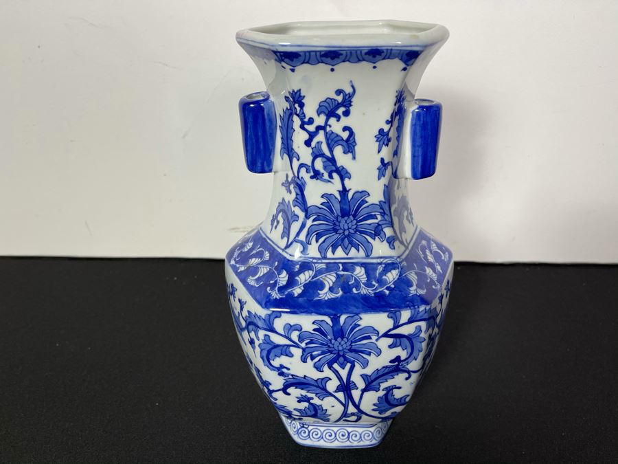 Contemporary Chinese Blue And White Vase 13.5H [Photo 2]