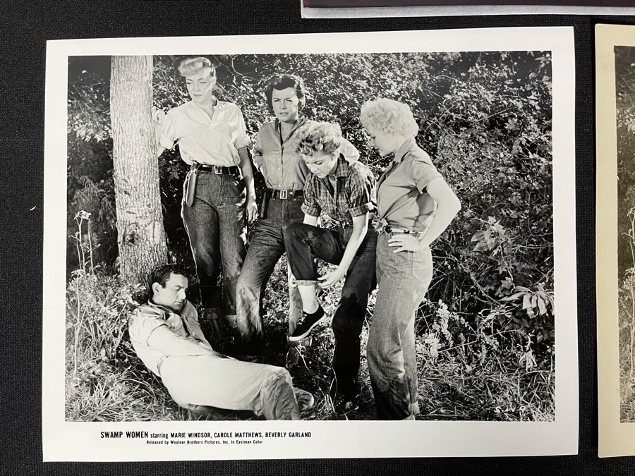 Actress Carole Mathews Old Hollywood B&W Photographs From Movie Scene 'Swamp Women' With Original Large Negative 8.5 X 11 [Photo 2]