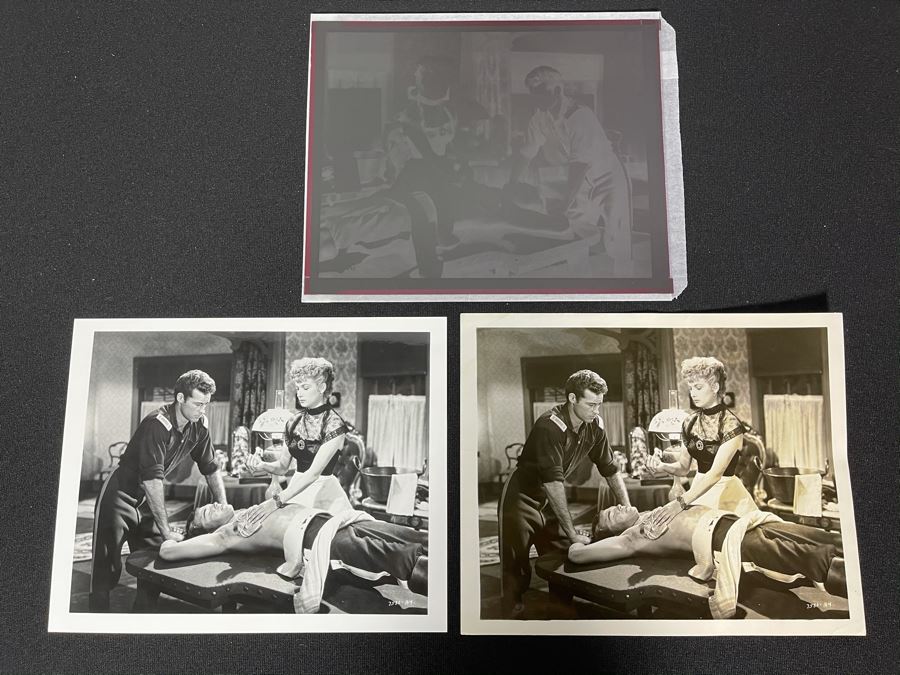 Actress Carole Mathews Old Hollywood B&W Photographs From 1949 Western Movie Scene 'Massacre River' With Original Large Negative 8.5 X 11