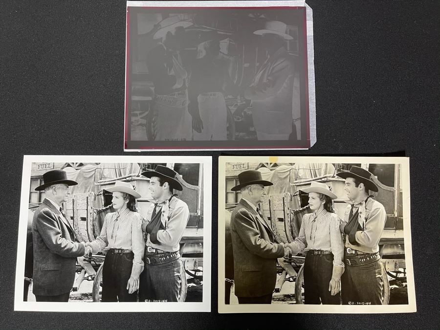 Actress Carole Mathews Old Hollywood B&W Photographs From Western Movie Scene With Original Large Negative 8.5 X 11