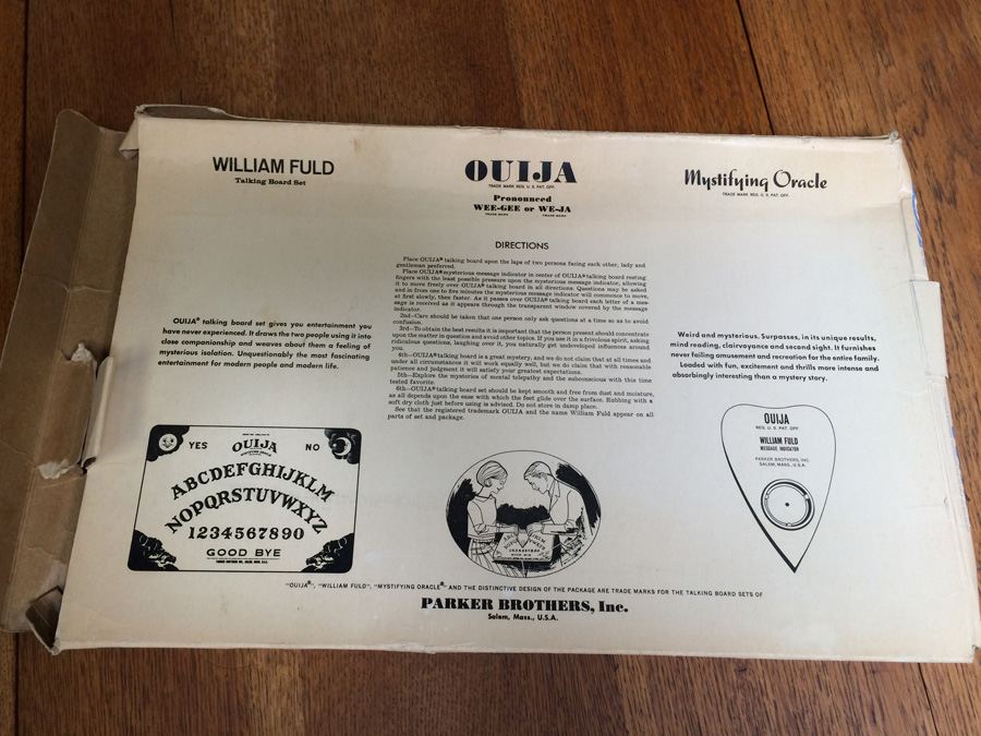 Vintage William Fuld OUIJA Talking Board Set Parker Brothers Salem, MA [Photo 11]