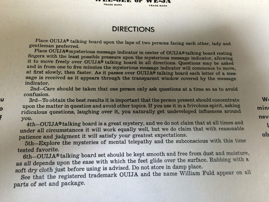 Vintage William Fuld OUIJA Talking Board Set Parker Brothers Salem, MA [Photo 13]