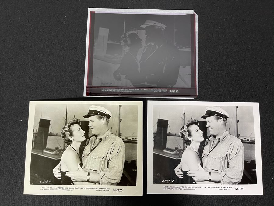 Actress Carole Mathews Old Hollywood B&W Photographs From Movie Scene 'Port Of Hell' Allied Artists With Original Large Negative 8.5 X 11 [Photo 1]