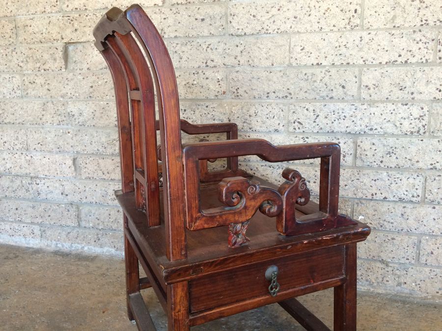 Vintage Chinese Chair with Drawer [Photo 12]