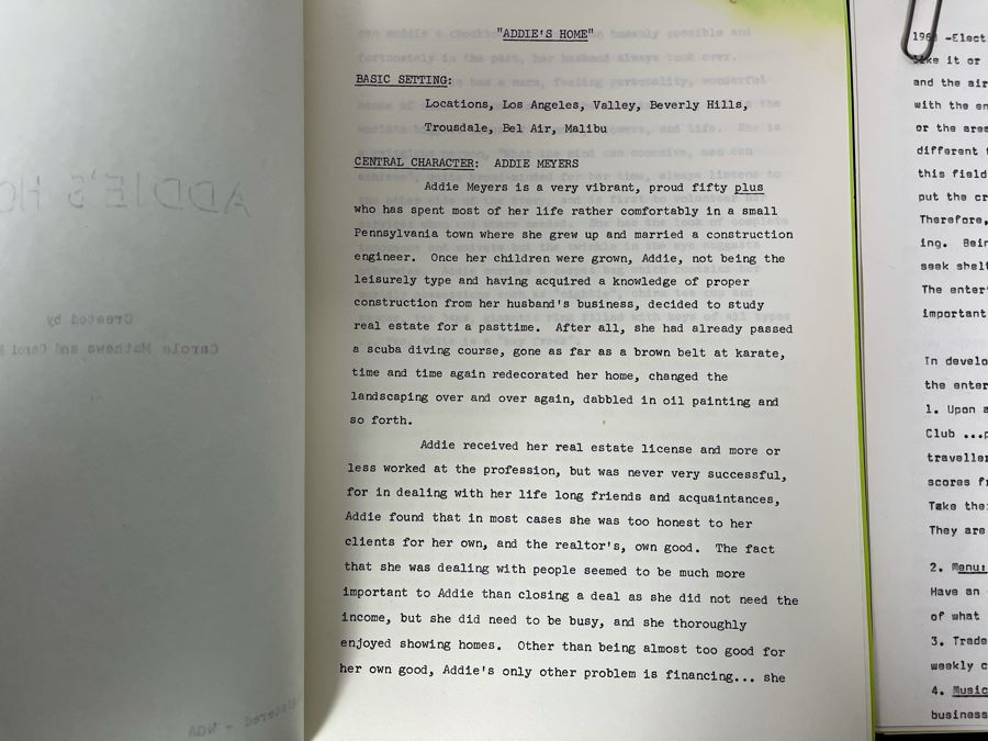 Various Original TV Movie Scripts Written By Actress Carole Mathews And Carol Kahl [Photo 13]