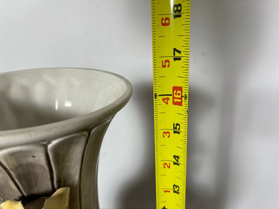 Signed Handmade Capodimonte Floral Relief Vase Made In Italy 16'H [Photo 12]