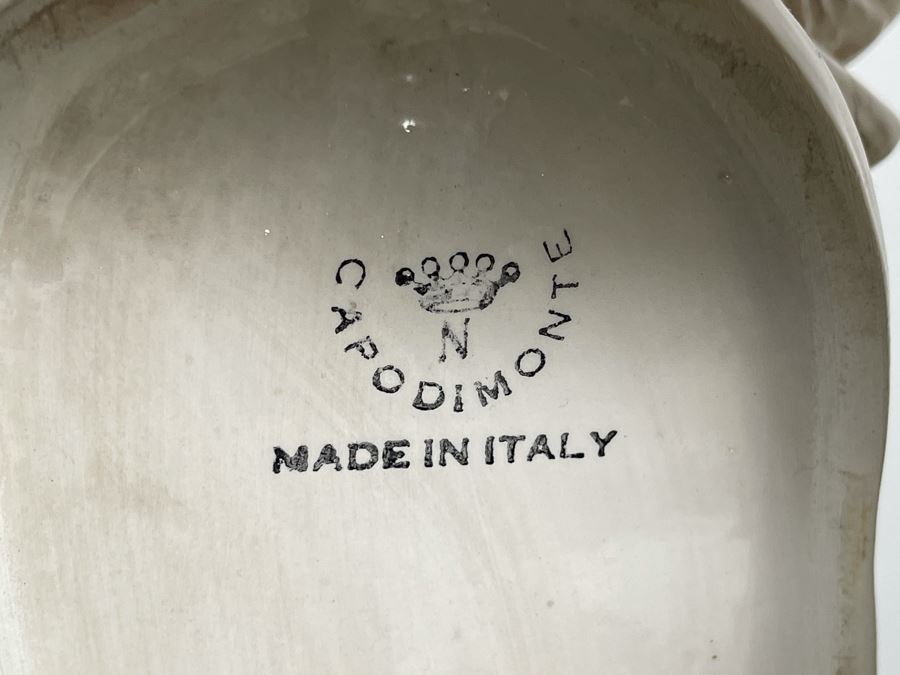 Signed Handmade Capodimonte Swans Planter Floral Relief Made In Italy 10'W X 6'D X 10'H [Photo 8]