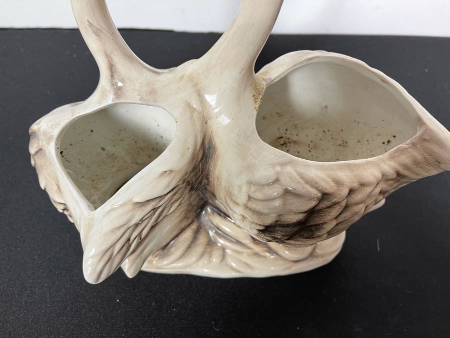 Signed Handmade Capodimonte Swans Planter Floral Relief Made In Italy 10'W X 6'D X 10'H [Photo 6]