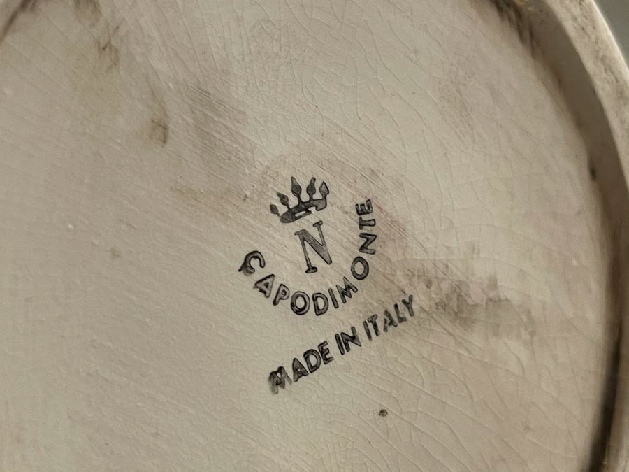 Signed Handmade Capodimonte Floral Relief Vase Made In Italy 11'H [Photo 12]