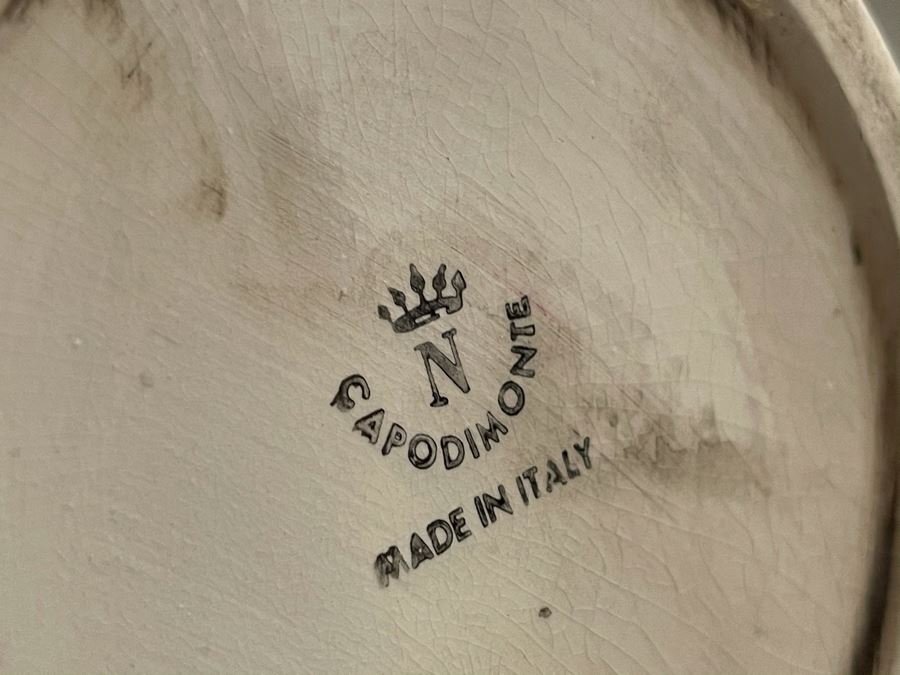 Signed Handmade Capodimonte Floral Relief Vase Made In Italy 11'H [Photo 13]