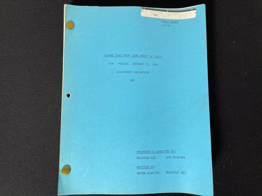 1984 First Draft Script To NBC TV Special 'Gimme That Good Time Rock 'N' Roll' At The Hollywood Palladium Featuring Clips Segment About British Invasion Featuring The Rolling Stones And The Beatles