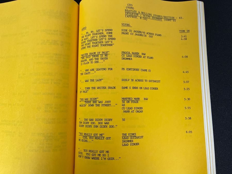 1984 First Draft Script To NBC TV Special 'Gimme That Good Time Rock 'N' Roll' At The Hollywood Palladium Featuring Clips Segment About British Invasion Featuring The Rolling Stones And The Beatles [Photo 3]