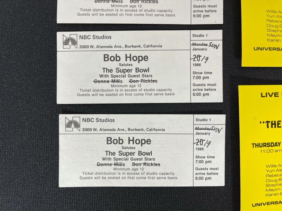 Tickets To NBC Studios Bob Hope Salutes The Super Bowl And The CBS TV ...