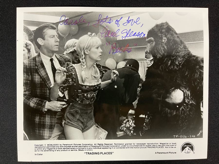 Signed By Actor Paul Gleason As Clarence Beeks In 'Trading Places' B&W Movie Scene Photograph Paramount Pictures [Photo 1]