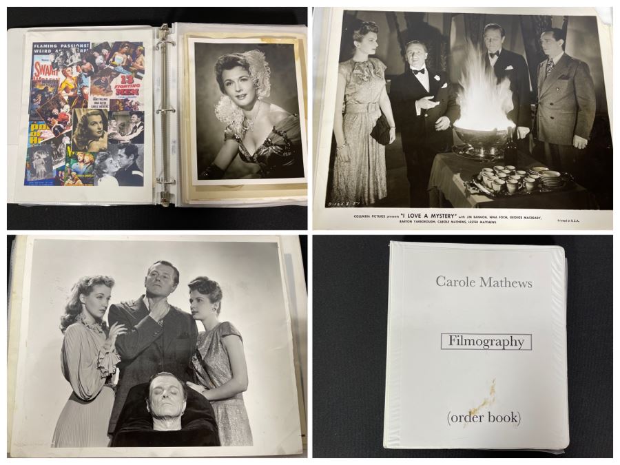 Actress Carole Mathews Old Hollywood Personal Filmography Scrapbook With Movie Scene & Set B&W Photos And Clippings Westerns - See Photos