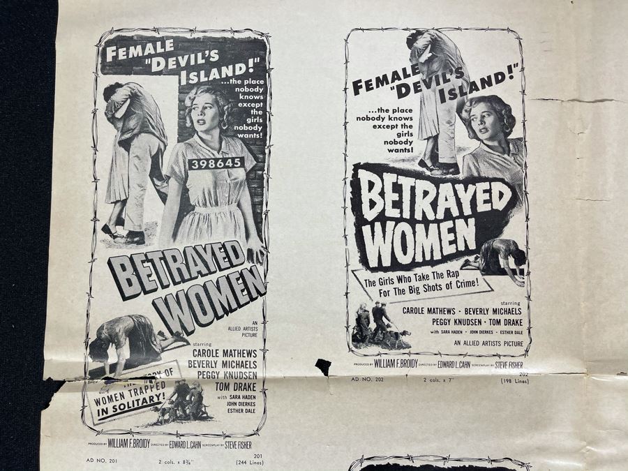 Old Hollywood Ephemera From Allied Artists Movie Theater Order Flyer For Posters And Lobby Cards For Movie 'Betrayed Women' [Photo 4]