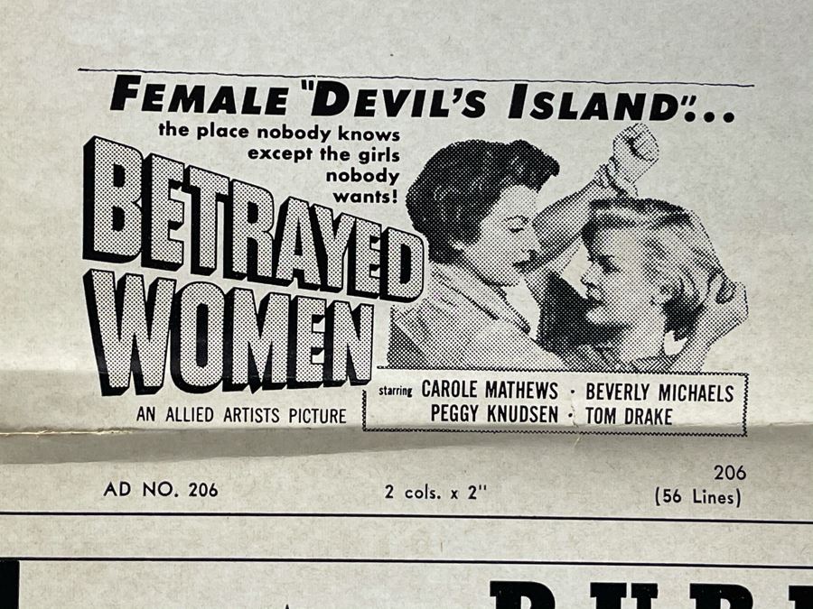 Old Hollywood Ephemera From Allied Artists Movie Theater Order Flyer For Posters And Lobby Cards For Movie 'Betrayed Women' [Photo 10]
