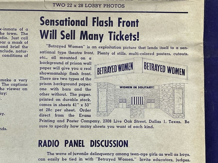 Old Hollywood Ephemera From Allied Artists Movie Theater Order Flyer For Posters And Lobby Cards For Movie 'Betrayed Women' [Photo 12]