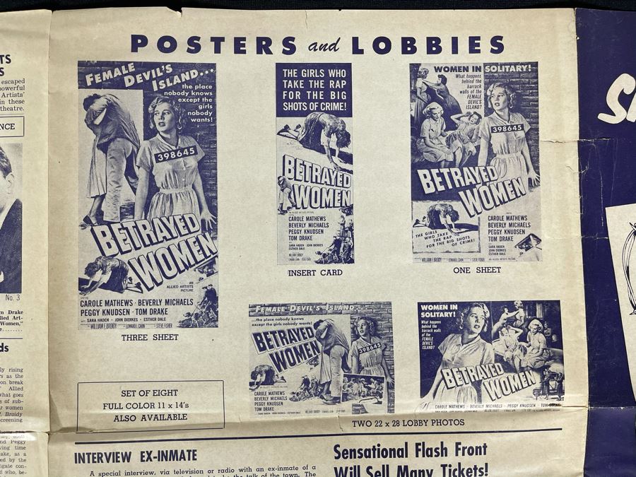 Old Hollywood Ephemera From Allied Artists Movie Theater Order Flyer For Posters And Lobby Cards For Movie 'Betrayed Women' [Photo 13]
