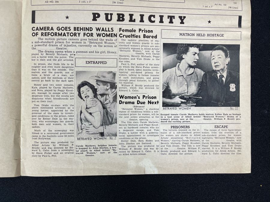 Old Hollywood Ephemera From Allied Artists Movie Theater Order Flyer For Posters And Lobby Cards For Movie 'Betrayed Women' [Photo 8]