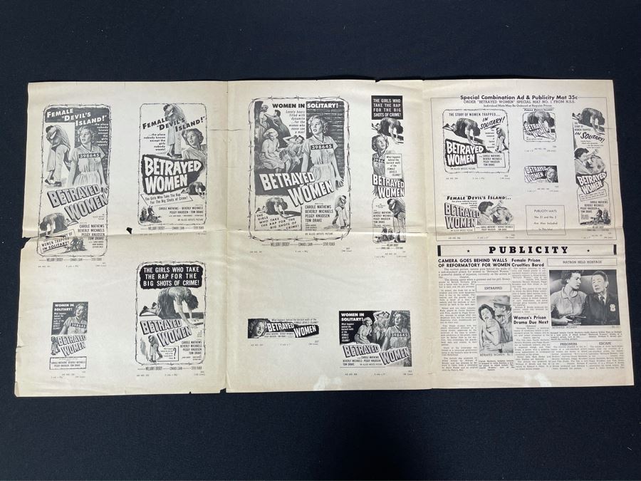 Old Hollywood Ephemera From Allied Artists Movie Theater Order Flyer For Posters And Lobby Cards For Movie 'Betrayed Women' [Photo 3]