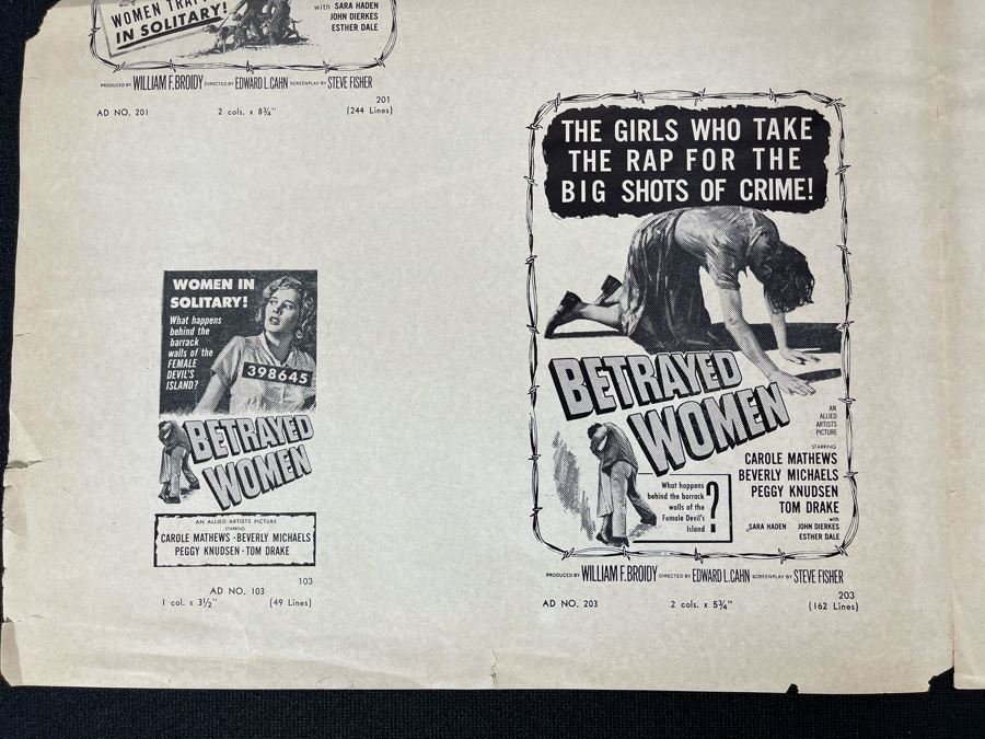 Old Hollywood Ephemera From Allied Artists Movie Theater Order Flyer For Posters And Lobby Cards For Movie 'Betrayed Women' [Photo 5]