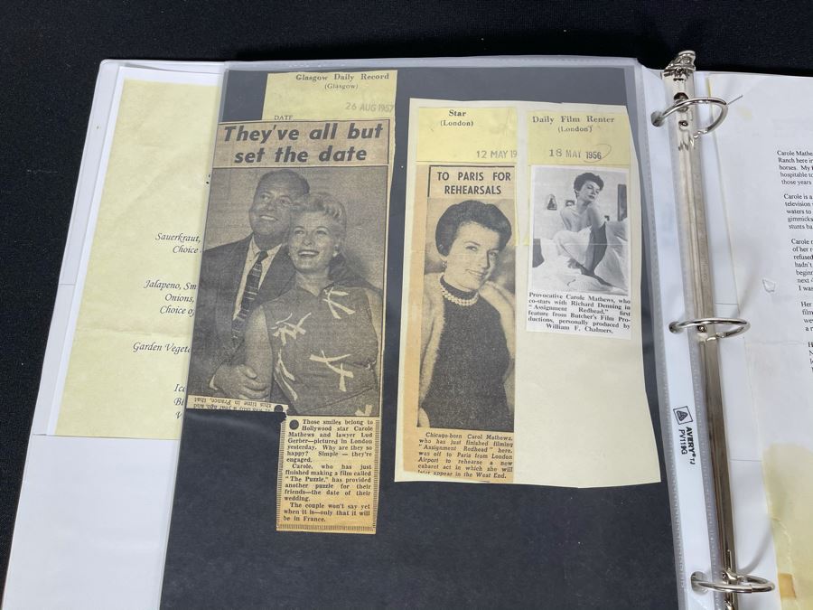 Actress Carole Mathews Old Hollywood Personal Scrapbook With B&W Photos And Clippings - See Photos [Photo 12]