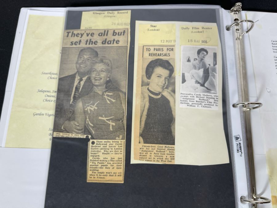 Actress Carole Mathews Old Hollywood Personal Scrapbook With B&W Photos And Clippings - See Photos [Photo 11]