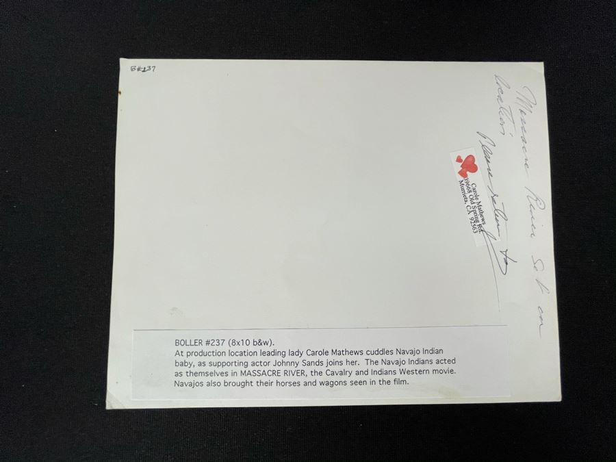 Actress Carole Mathews Old Hollywood B&W Photograph Western Movie Set Shot From 'Massacre River' Leading Lady Carole Mathews Cuddle Navajo Indian Baby [Photo 4]