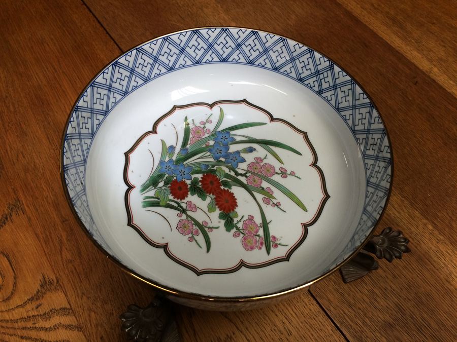 Hand Painted Japanese Bowl with Adjustable Copper Stand [Photo 5]