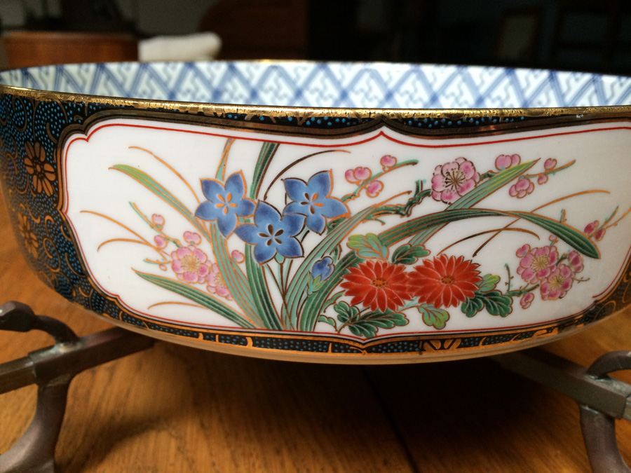 Hand Painted Japanese Bowl with Adjustable Copper Stand [Photo 8]