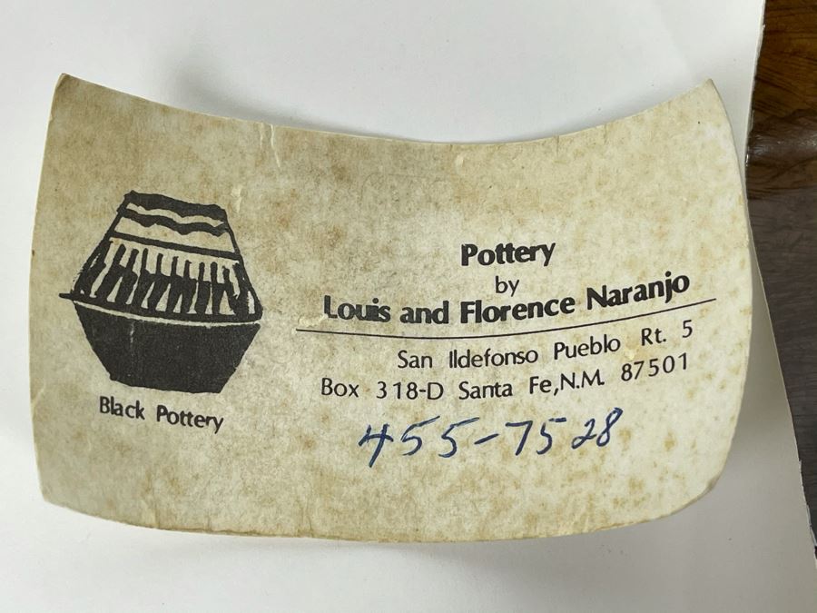 Native American Black Pottery Signed By Florence Naranjo San Ildefonso Pottery Santa Fe, NM 4W X 3H [Photo 9]