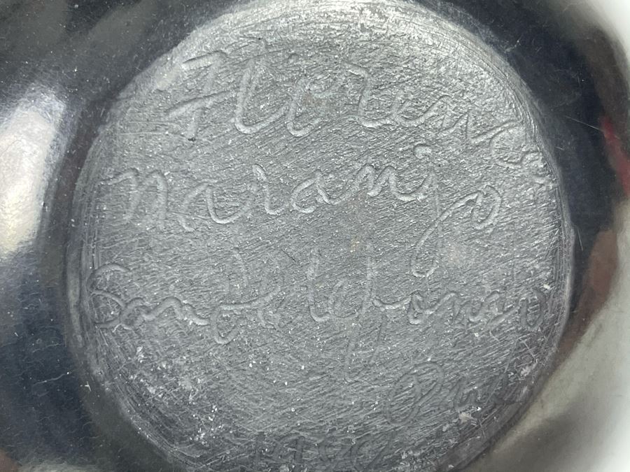 Native American Black Pottery Signed By Florence Naranjo San Ildefonso Pottery Santa Fe, NM 4W X 3H [Photo 5]