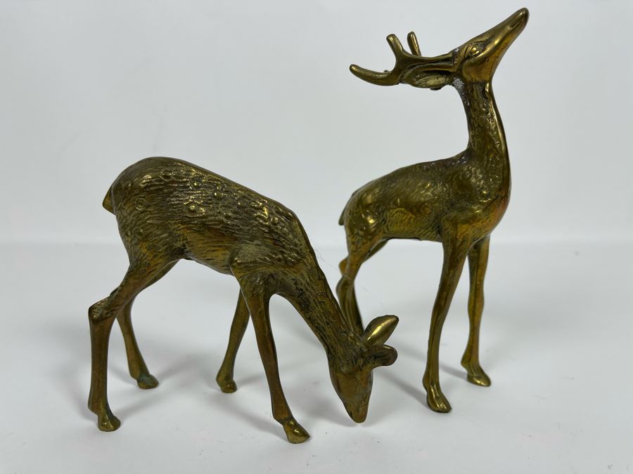 Pair Of Brass Deer 4.5W X 7H [Photo 2]