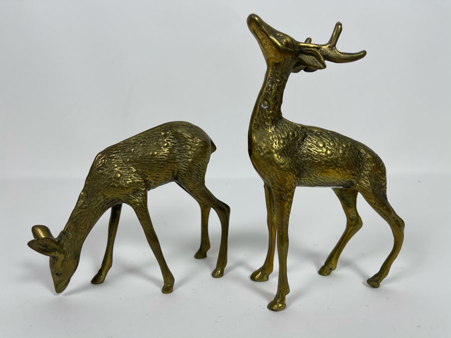 Pair Of Brass Deer 4.5W X 7H [Photo 4]
