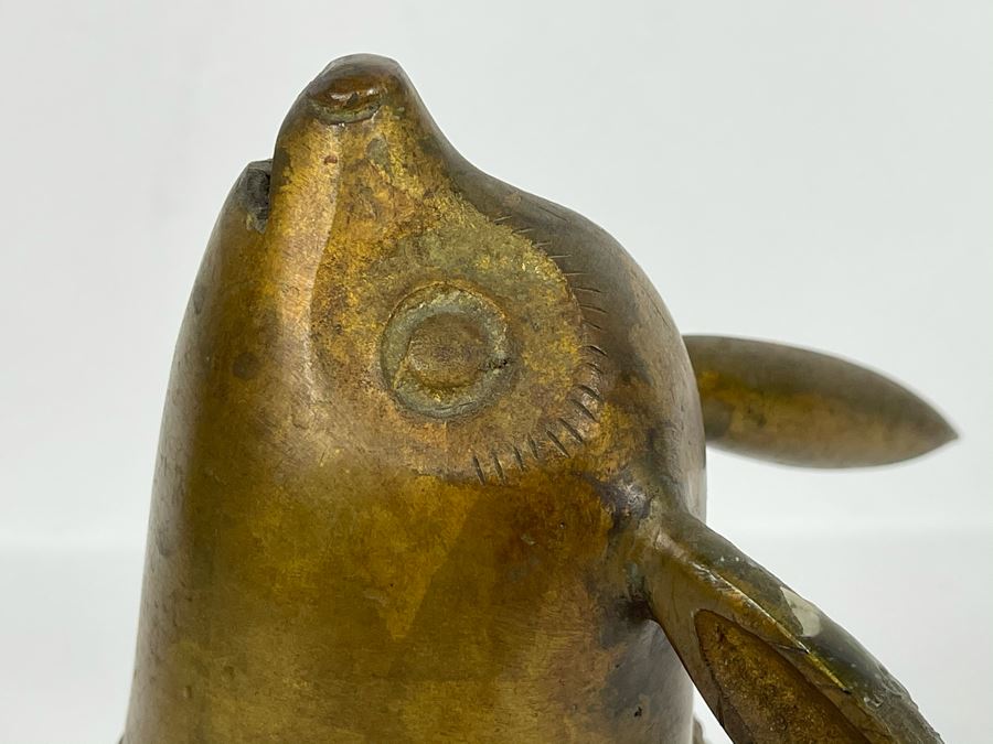 Gilded Bronze Metal Chinese Sculpture Of Dog With Bell 5W X 9H [Photo 8]