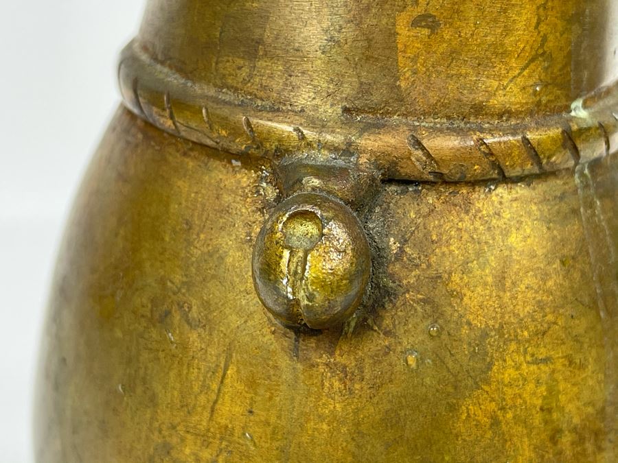 Gilded Bronze Metal Chinese Sculpture Of Dog With Bell 5W X 9H [Photo 2]