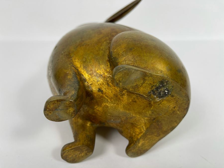 Gilded Bronze Metal Chinese Sculpture Of Dog With Bell 5W X 9H [Photo 10]