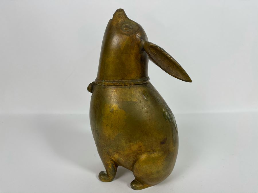Gilded Bronze Metal Chinese Sculpture Of Dog With Bell 5W X 9H [Photo 7]