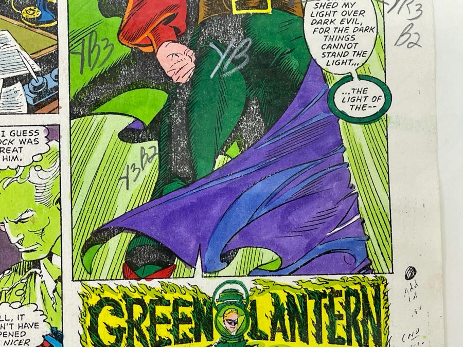 Signed Anthony Tollin Comic Book Inker Colorist Original Green Lantern Comic Book Color Sheet Page WITH Comic Book DC Secret Origins #18 Starring The Golden Age Green Lantern And The Creeper [Photo 7]