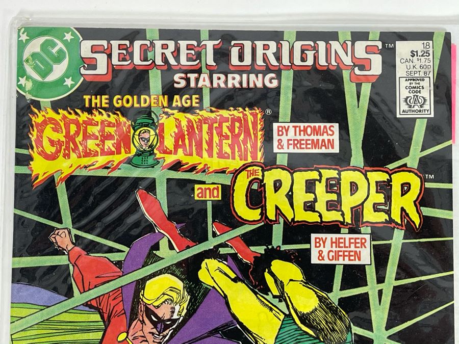 Signed Anthony Tollin Comic Book Inker Colorist Original Green Lantern Comic Book Color Sheet Page WITH Comic Book DC Secret Origins #18 Starring The Golden Age Green Lantern And The Creeper [Photo 15]
