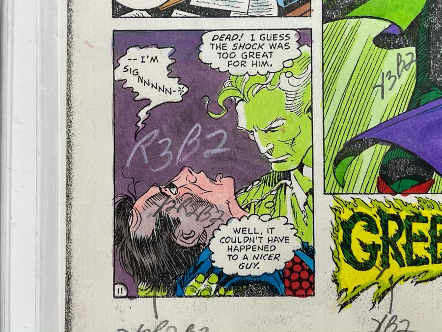 Signed Anthony Tollin Comic Book Inker Colorist Original Green Lantern Comic Book Color Sheet Page WITH Comic Book DC Secret Origins #18 Starring The Golden Age Green Lantern And The Creeper [Photo 12]