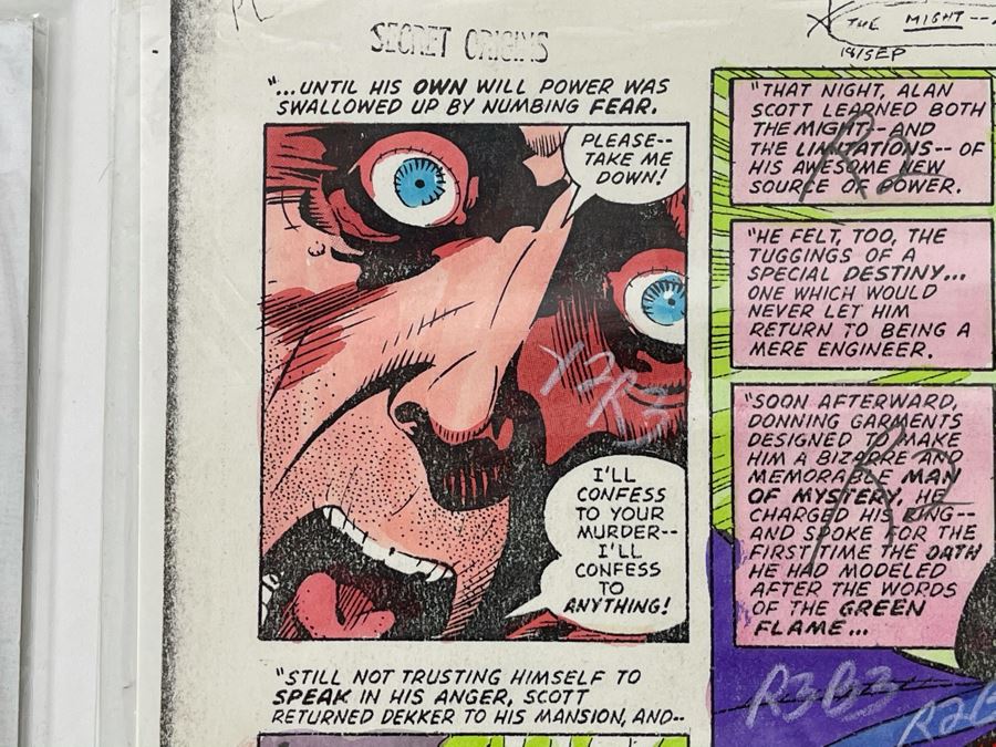 Signed Anthony Tollin Comic Book Inker Colorist Original Green Lantern Comic Book Color Sheet Page WITH Comic Book DC Secret Origins #18 Starring The Golden Age Green Lantern And The Creeper [Photo 10]