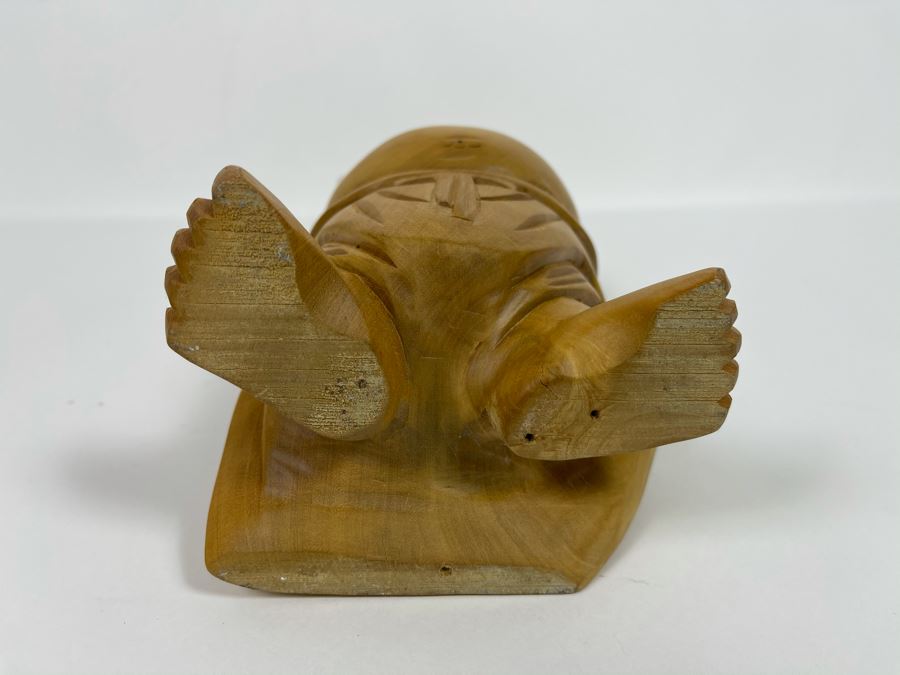 Carved Wooden Laughing Buddha Statue 12H [Photo 8]