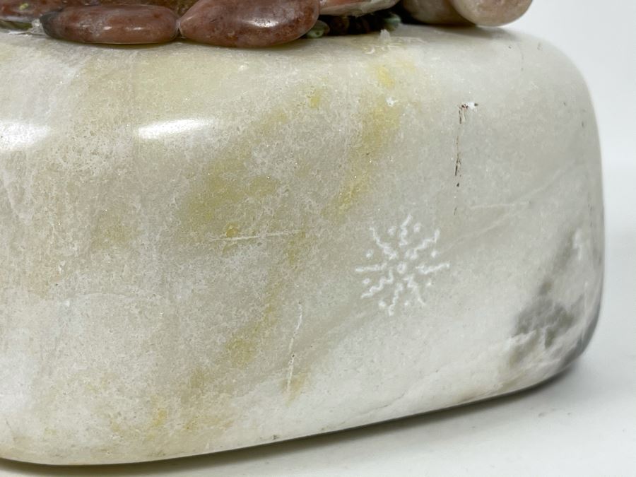 Large Original Andy Abeita Native American Pueblo Indian Tribe (Isleta Pueblo) 'Corn Maiden' Carved Stone Sculpture Bearing Turquoise Jewelry 1999 With Certificate Of Authenticity 6W X 21H [Photo 22]