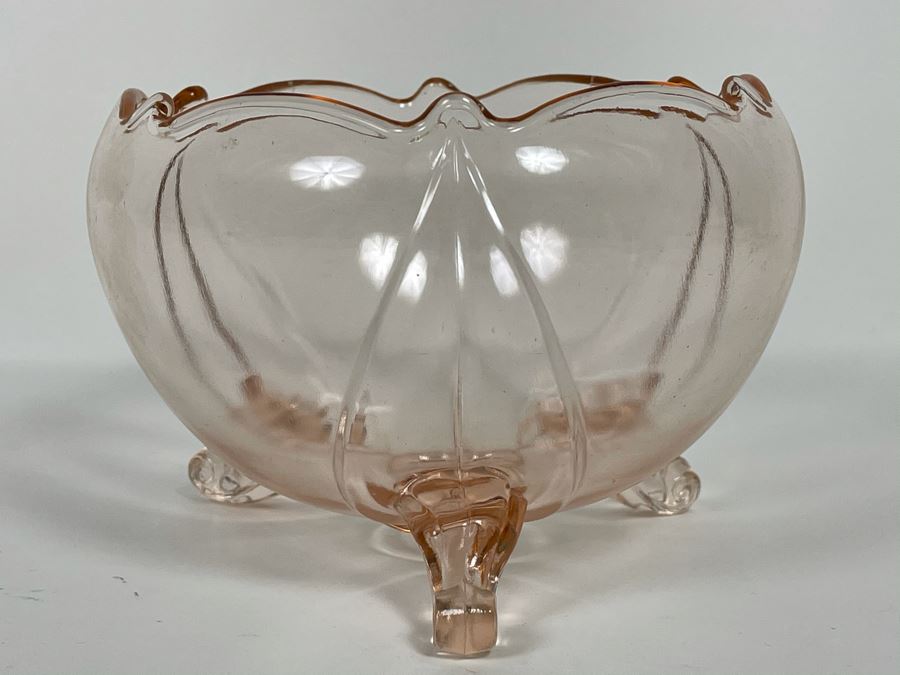 Vintage Footed Depression Glass Rose Bowl 6W X 4H [Photo 2]