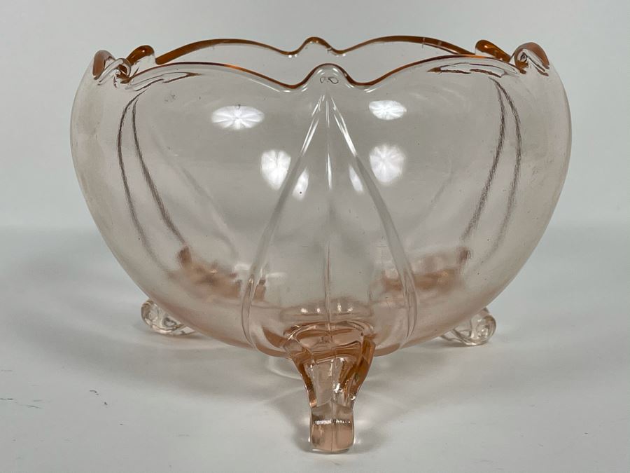 Vintage Footed Depression Glass Rose Bowl 6W X 4H [Photo 1]