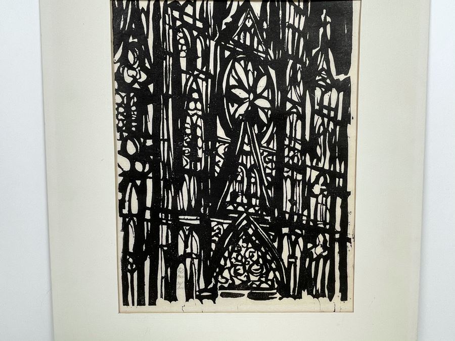 Vintage 1962 San Francisco Cathedral Wood Engraving Signed W With Enclosed Circle 26 Of 200 10 X 13 [Photo 2]